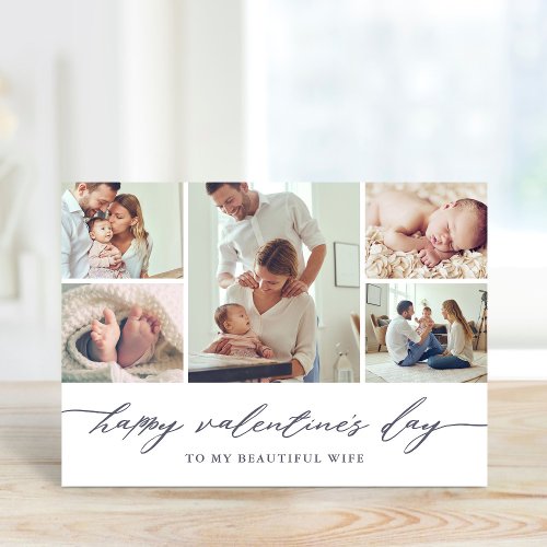 Elegant Script Valentines Day Photo Collage Card
