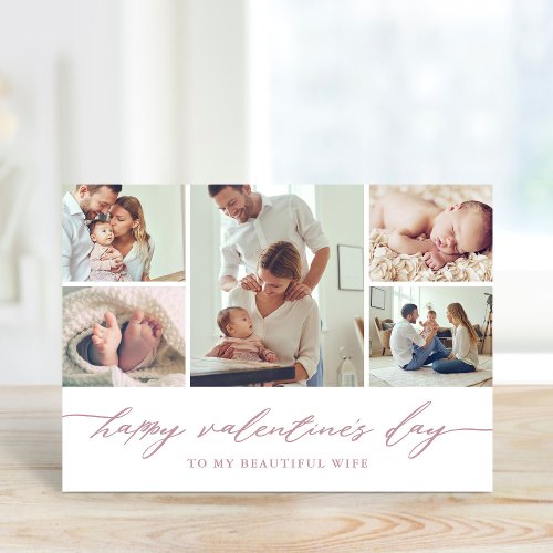 Elegant Script Valentines Day Photo Collage Card