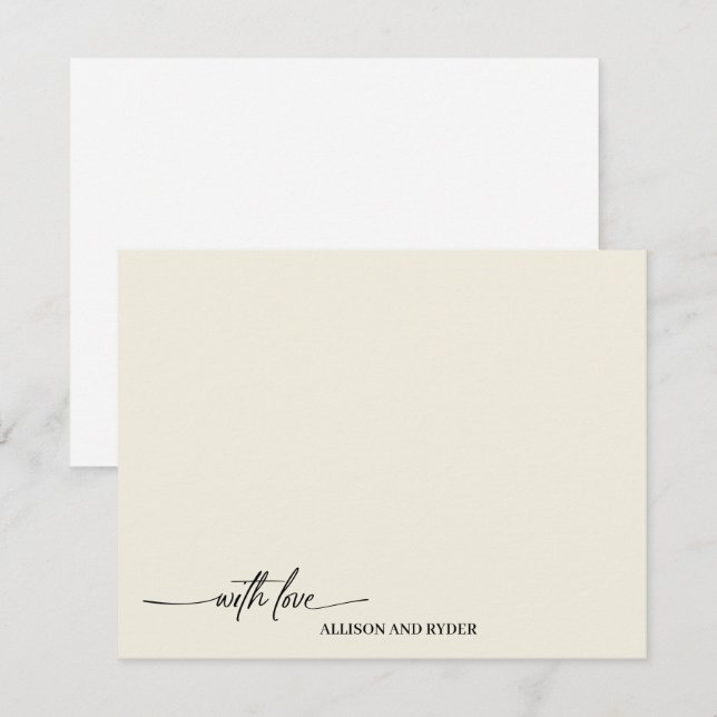 Elegant Script Vanilla With Love Thank You Note Card (Front/Back)