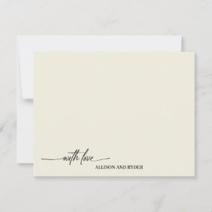 Elegant Script Vanilla With Love Thank You Note Card