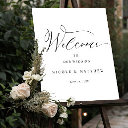 Elegant Script Vertical Wedding Welcome Sign