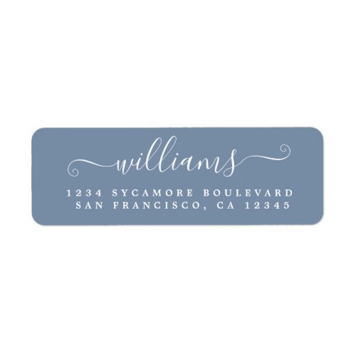 Elegant Script Vintage Blue Family Return Address Label