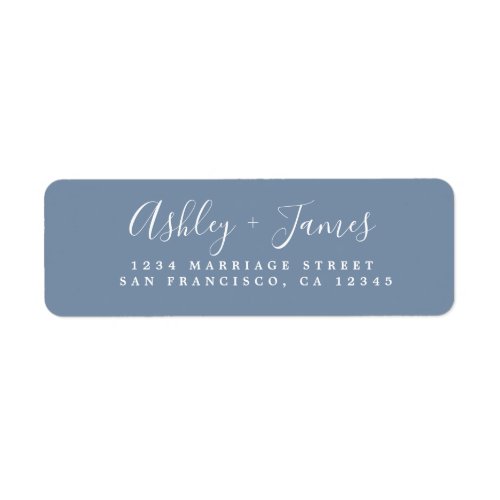 Elegant Script Vintage Blue Wedding Return Address Label