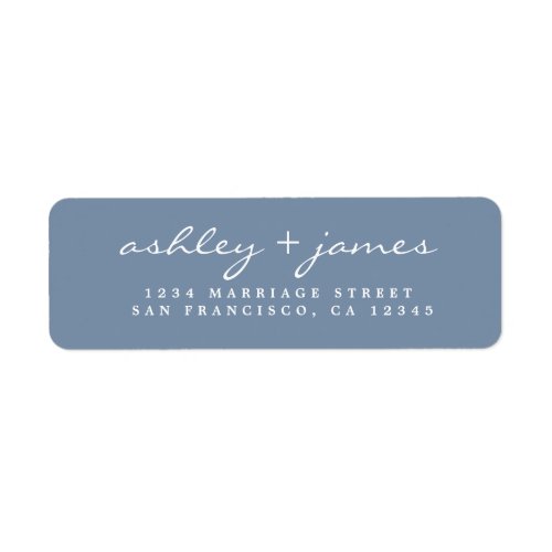 Elegant Script Vintage Blue Wedding Return Address Label