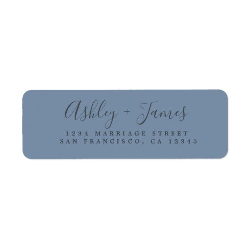 Elegant Script Vintage Blue Wedding Return Address Label