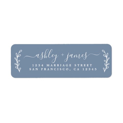 Elegant Script Vintage Blue Wedding Return Address Label