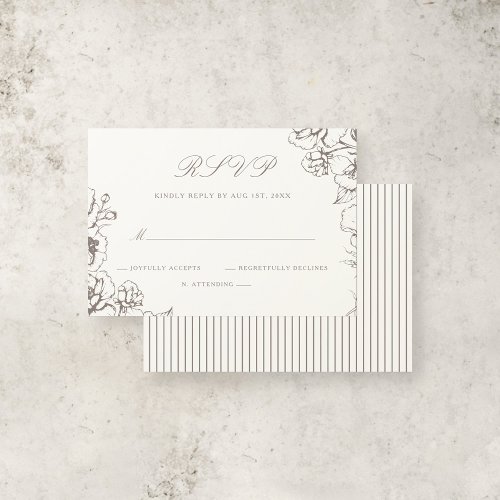 Elegant Script Vintage Floral Garden Wedding RSVP Card