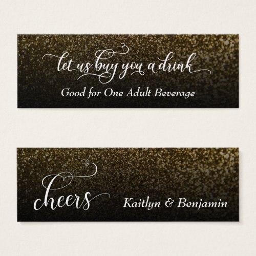 Elegant Script w Gold  Black Ombre Drink Tickets