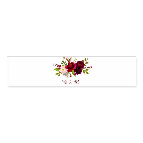 Elegant Script Watercolor Burgundy Floral Napkin Bands