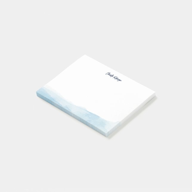 Elegant Script Watercolor Personalized Post-it Notes (Angled)