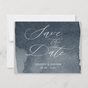 Elegant Script Watercolor Wash Save The Date Invitation