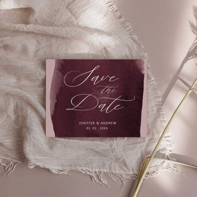 Elegant Script Watercolor Wash Save The Date Postcard (Creator Uploaded)