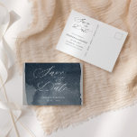 Elegant Script Watercolor Wash Save The Date Postcard<br><div class="desc">Our "Watercolor Wash" collection features washes in two colors, burgundy and blue steel with a complementary background. The text layout is modern with a combination of elegant script and serif font. This collection is suited for year round wedding celebrations and beautifully elegant personal and office products. Check our store for...</div>