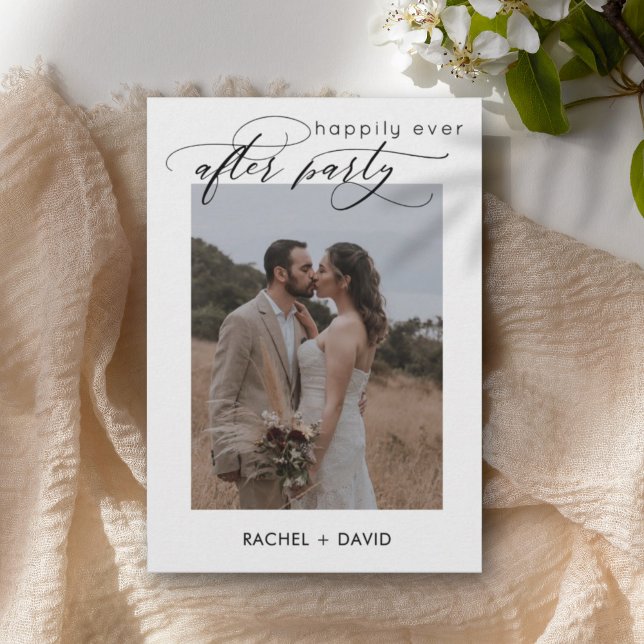 Elegant Script We Eloped Photo Wedding Reception Invitation (Creator Uploaded)