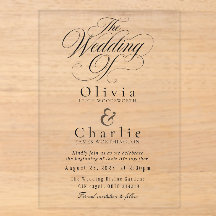 Elegant Script Wedding Acrylic Invitation