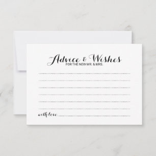 Elegant Script Wedding Advice and Wishes Card