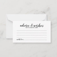 Elegant Script Wedding Advice and Wishes Card