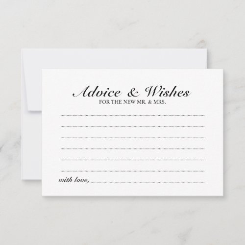 Elegant Script Wedding Advice and Wishes Card