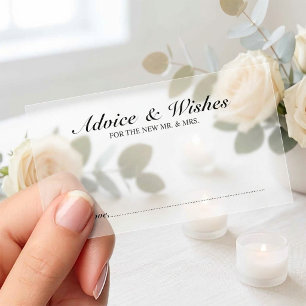 Elegant Script Wedding Advice and Wishes Cards Clear Business Cards
