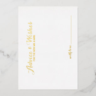 Elegant Script Wedding Advice and Wishes Gold Foil Invitation