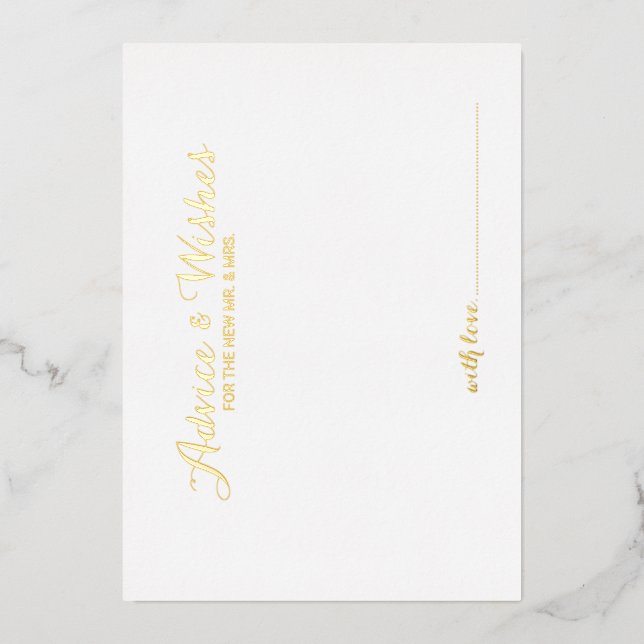 Elegant Script Wedding Advice and Wishes Gold Foil Invitation (Front)