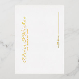 Elegant Script Wedding Advice and Wishes Gold Foil Invitation