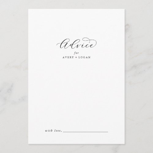 Elegant Script Wedding Advice Card