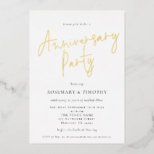 Elegant Script Wedding Anniversary Party  Foil Holiday Card