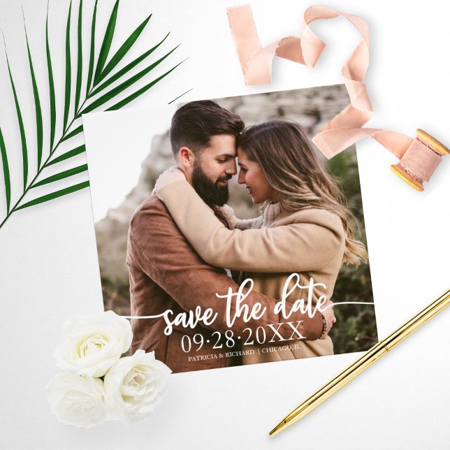 Elegant Script Wedding Budget Save The Date Photo (Creator Uploaded)