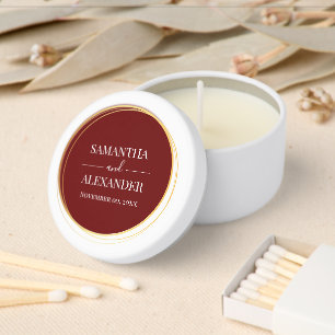 Elegant script wedding burgundy plain minimalist  mini candle favors