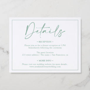 Elegant Script Wedding Calligraphy Details Letterpress Enclosure Card