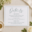 Elegant Script Wedding Calligraphy Details Letterpress Enclosure Card