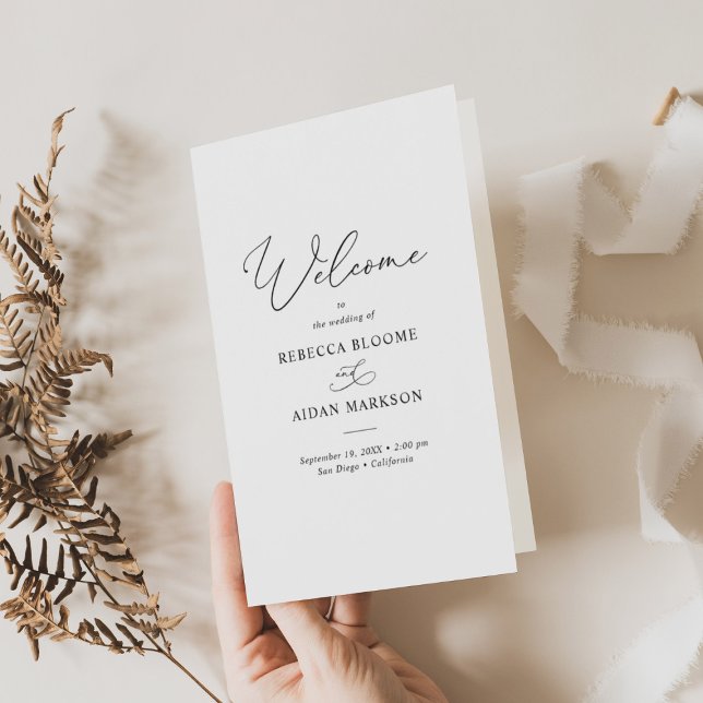 Elegant Script Wedding Ceremony BiFold Program (Creator Uploaded)