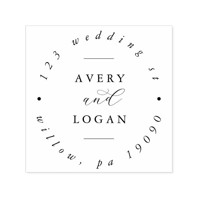 Elegant Script Wedding Circular Address Self-inkin Self-inking Stamp (Design)