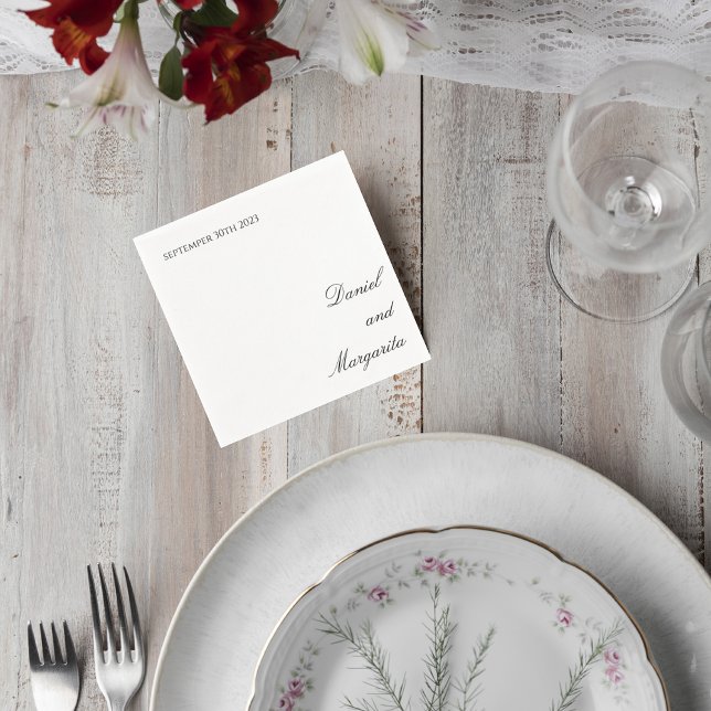 Elegant Script Wedding Cocktail Napkin (Creator Uploaded)