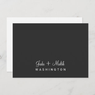 Elegant Script Wedding Couple Monogram Black Note Card