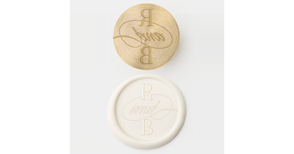 Elegant Script Wedding Couples Initials Wax Seal Stamp | Zazzle