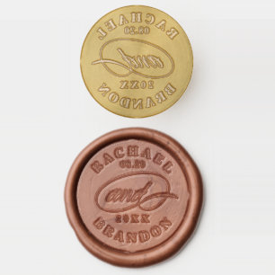 Elegant Script Wedding Couples Names Wax Seal Stamp
