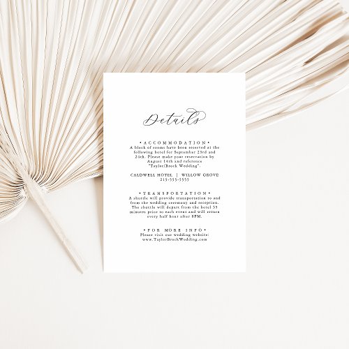 Elegant Script Wedding Details Enclosure Card