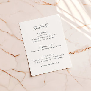 Elegant Script Wedding Details Letterpress Enclosure Card