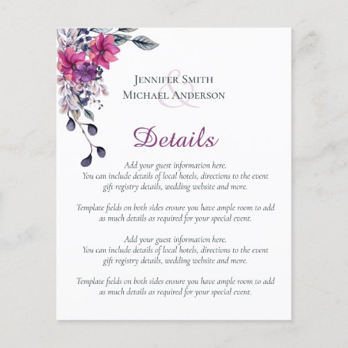 Elegant Script Wedding Details Template Enclosure