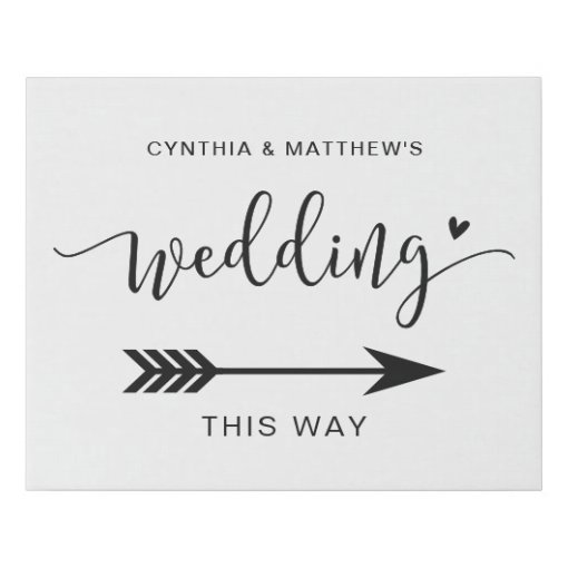 Elegant Script Wedding Direction Sign Canvas Print Zazzle