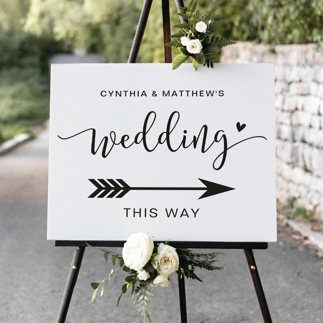 Elegant Script Wedding Direction Sign Canvas Print (Creator Uploaded)