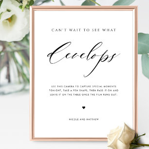 Elegant Script Wedding Disposable Camera Sign