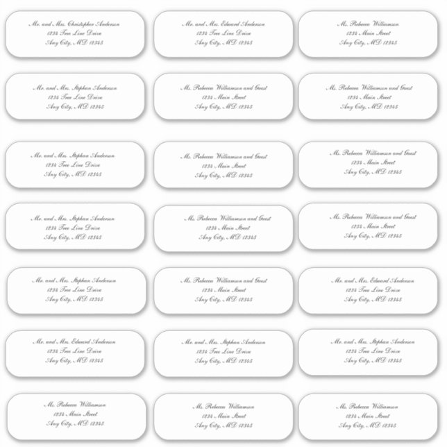Elegant Script Wedding Envelope Address Stickers (Front)