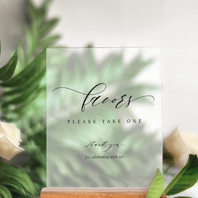 Elegant Script Wedding Favors Frosted Style Acrylic Sign (Creator Uploaded)