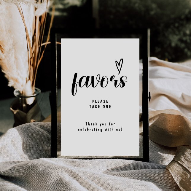 Elegant Script Wedding Favors Please Take One Pedestal Sign (Creator Uploaded)