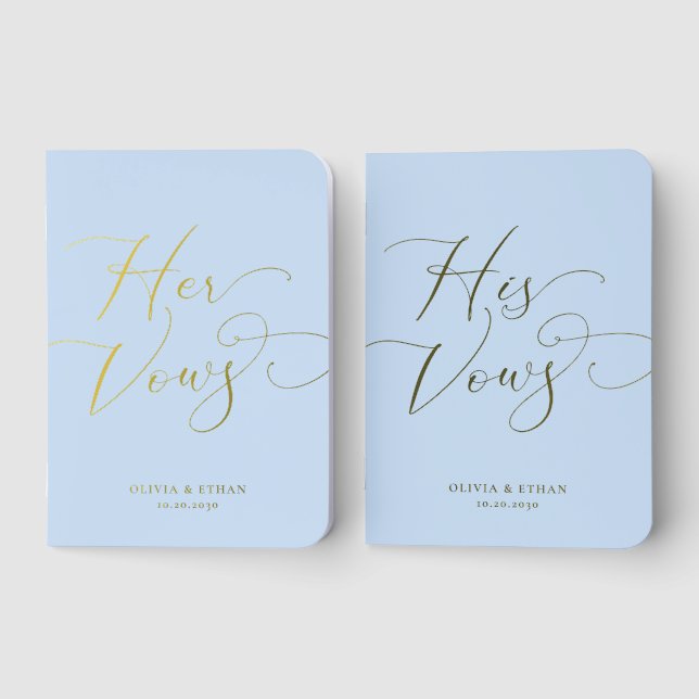 Elegant Script Wedding Foil Vow Books (Front)