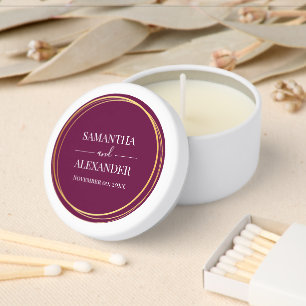 Elegant script wedding fuchsia purple minimalist mini candle favors