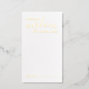 Elegant Script Wedding Gold Foil Advice Cards
